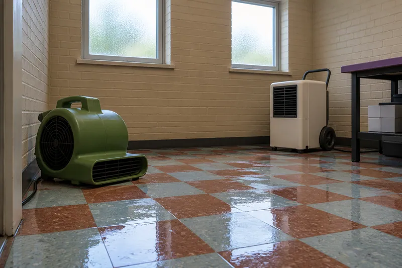 Water Extraction in Kyle — drying equipment beside a damp floor